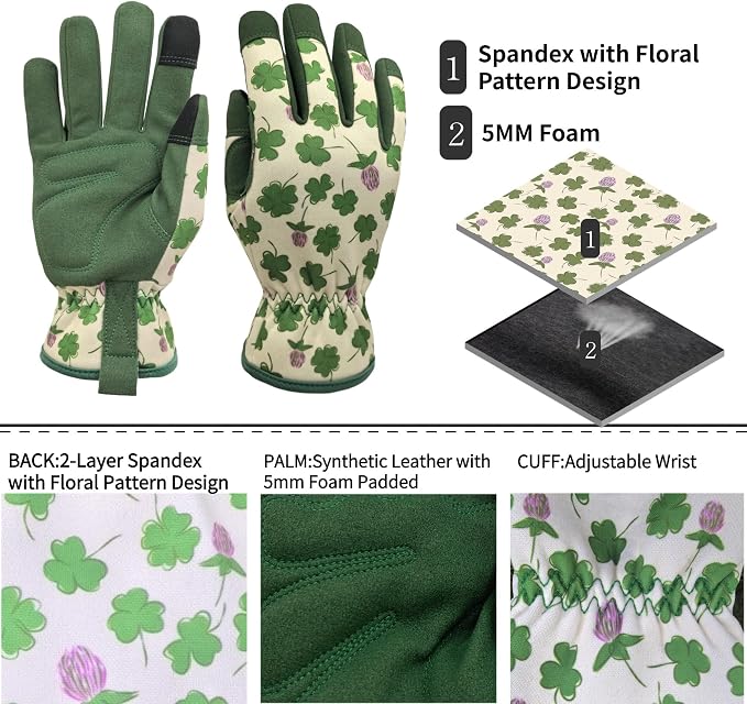 Gardening Gloves,Women Yard Work Garden Glove,Gifts | Thorn Proof,Puncture Resistant,Touchscreen,Gift,Leather,Spandex