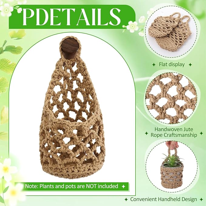 6 Pk Wall Planters for Indoor Macrame Plant Hanger Boho Wall Mounted Flower Baskets Hanging Planter, Plants and Pots are Not Included(Linen Color,5 x 9 Inch、 4 x 8 Inch)