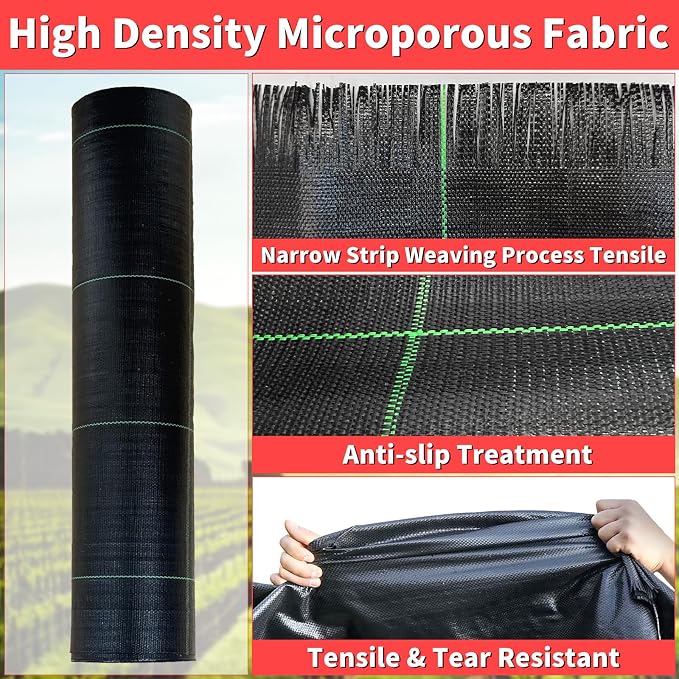 6ft x 300ft Landscape Fabric -Heavy Duty Weed Barrier Fabric for Landscaping, Weed Blocker Cloth,Geotextile Fabric for Garden, Driveway & Ground Cover, Garden Weed Mats,Grid Design
