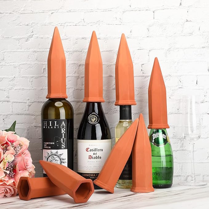 Jovitec 8 Pieces Terracotta Plant Watering Stakes Self Watering Spikes Automatic Plant Waterers Devices for Indoor Outdoor Home and Office Plants (Rustic Red)