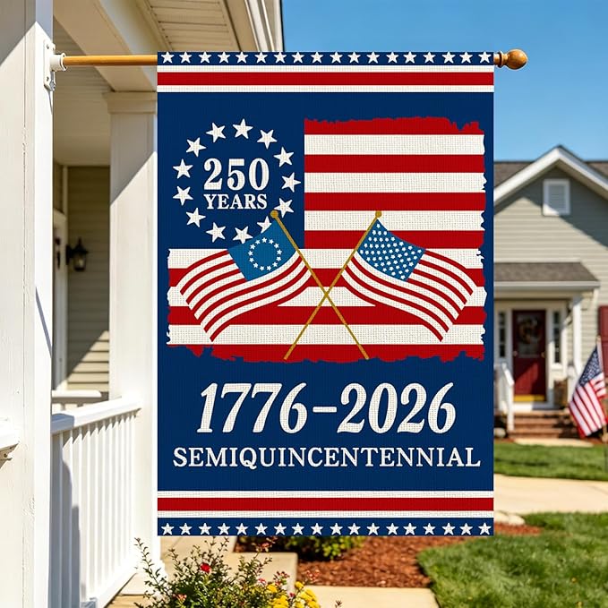 250 Anniversary Usa Garden Flags for Outside, 250 Anniversary USA Flag 1776-2026 Commemorative Patriotic Yard Sign Outdoor Stars & Stripes Design Banner 4th of July Decorations Double Sided Waterproof 250 Year American Flag 28x40 Inch