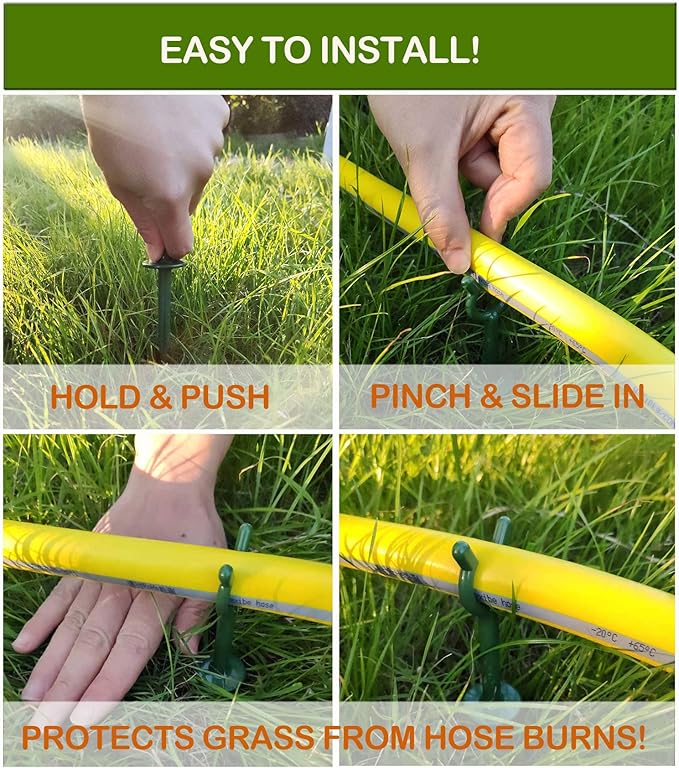 Garden Hose Holder Stake Set of 36 - Durable Plastic fits 5/8 inch Hose Guides for Lawn,Yard & Plant Care, Soaker Hose Support, Kink-Free Watering (Fits 5/8” Hoses)