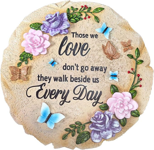 Memorial Garden Stone, Dual Use Stepping Stone & Wall Decor with Touching Message – Those We Love Don't Go Away, Resin Plaque for Outdoor & Indoor Use