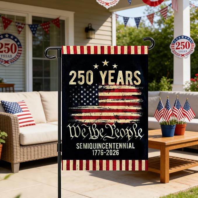 250 Anniversary Usa Garden Flags for Outside,250 Anniversary USA Flag with Stars Stripes 1776-2026,250th Anniversary America Semiquincentennial Commemorative Patriotic 4th of July Decorations Yard Sign Double-Sided Garden Flag Waterproof 250 Year Ameri...