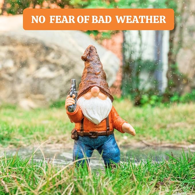 Funny Garden Gnome Statues 7", Armed Gnomes Tactical Guarding Gnomes Figurine with Weapon for Outdoor Yard Home Office Decor - Gifts for Men Dad Women Birthday Christmas