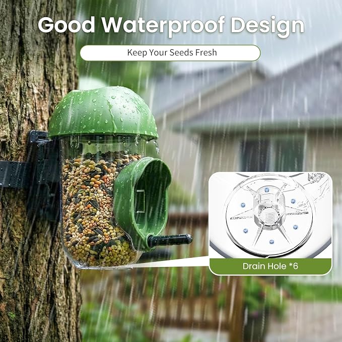 LONA Bird Feeders for Outdoors, Tube Feeder Weatherproof with Multiple Hanging Methods, Wild Bird Feeding Silo for Outside, 1 Port