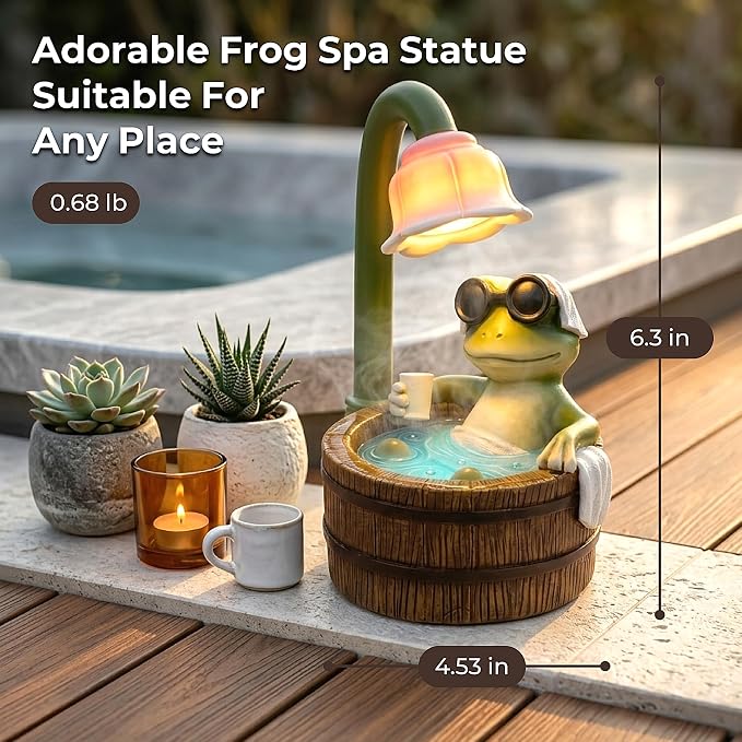 MXwcy Solar Frog Garden Statue with Lights, 6.3" Resin Frog Figurine Solar Garden Decor Outdoor Waterproof Lawn Ornament for Patio Yard, Cute Frog Gifts for Women Mom Grandma