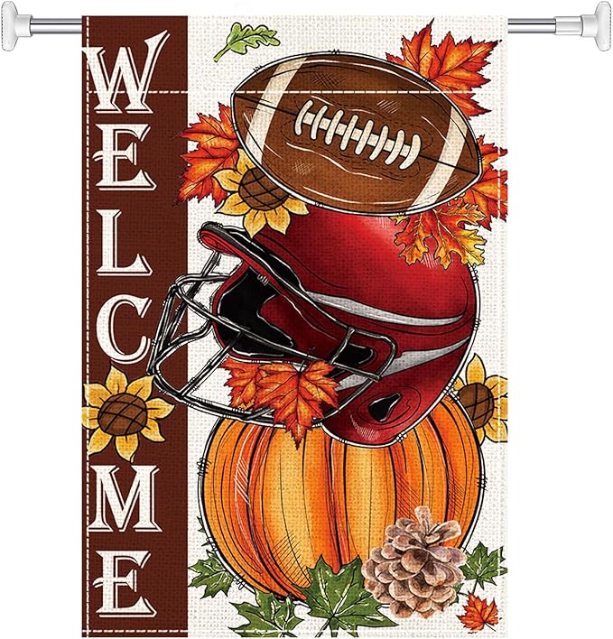 Fall Garden Flags, Fall Decorations for Home Outside,Thanksgiving Pumpkin Baseball Garden Flag Yard Outdoor(28 * 40in)