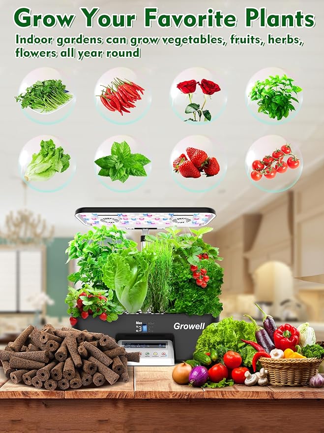 Growell Seed Pod Kit for Aerogarden, 182 Pcs Grow Anything Kit for Hydroponics Growing System, Hydroponics Supplies with 60 Grow Sponges, 30 Grow Baskets, Plant Food A&B, 30 Grow Domes, 60 Pod Labels