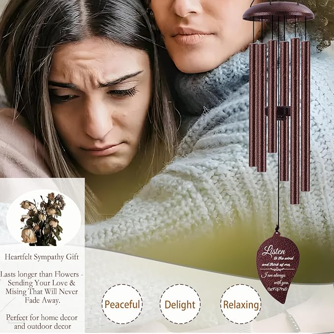Memorial Wind Chimes for Outside, Sympathy Gift for Loss of Loved One Mom Dad, Ideal for Funeral, Bereavement Condolence Remembrance Gifts