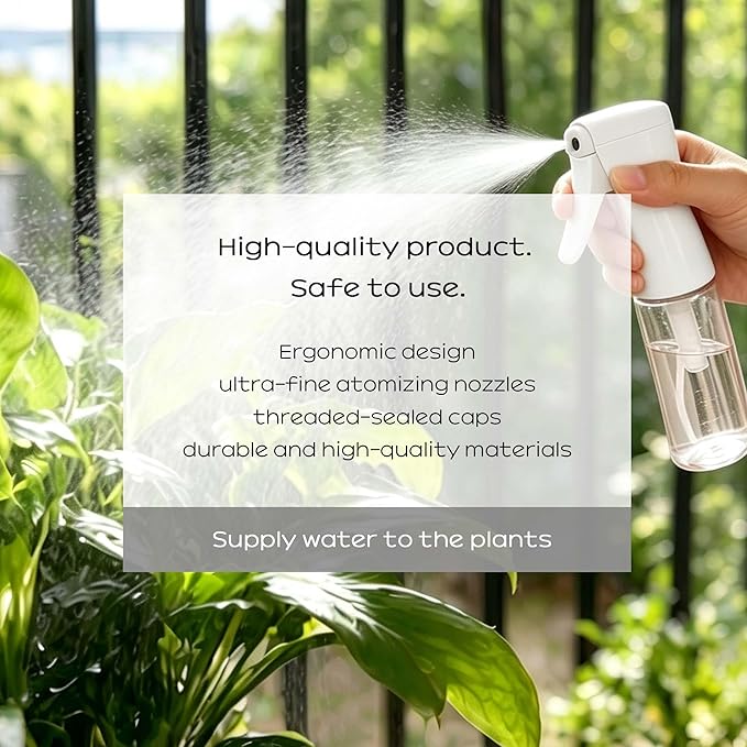 Spray Bottle for Hair, 2 Pack 95ml Small Continuous Water Mist Spray Bottle, Ultra Fine Mist for Face, Hairstyling, Salon, Cleaning, Toners, Hydration & Makeup, Travel Size Leak-Proof Bottles White