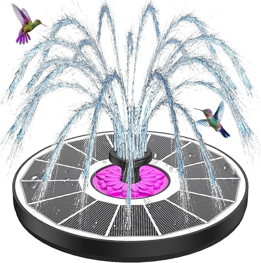 SZMP Powerful 3.5W Anti-Drift Solar Fountain for Bird Bath, Solar Powered Water Pump with 7 Nozzles, Bird Bath Fountain for Garden, Pool, Pond – Attracts Hummingbirds (White)