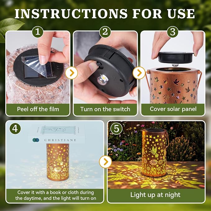 Colorful Solar Lanterns Outdoor Waterproof, Hummingbird Birthday Gifts for Women Mom Grandma, Garden Hanging Solar Lantern Lights for Patio