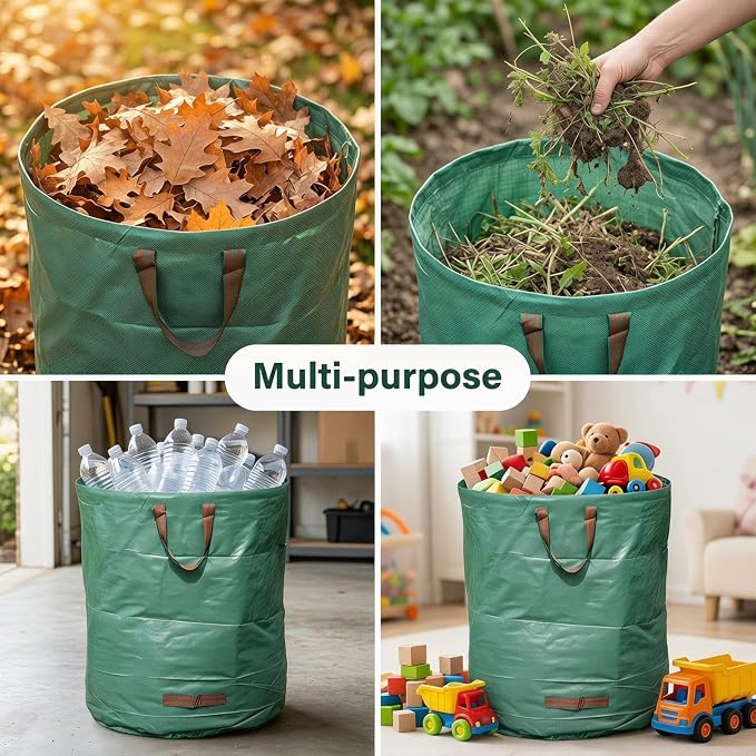Reusable Yard Waste Bags 72 Gallon,6-Pack,Heavy Duty Leaf Bags Stand Up Lawn Trash Bags for Leaves,Grass Clippings,Yard Debris