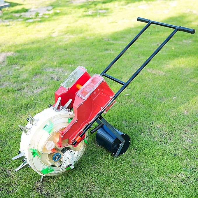 Seed Sower & Fertilizer Applicator, 7 Mouths Garden Push Seeder Planter, Portable Hand Push Seeder, Simultaneous Sowing and Fertilization, for Planting Corn Cotton Soybean Peanut