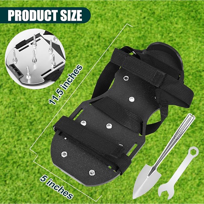 Miuwauer Lawn Aerator Shoes (Upgrade Version (Aluminum Alloy Sole), Black-Black)