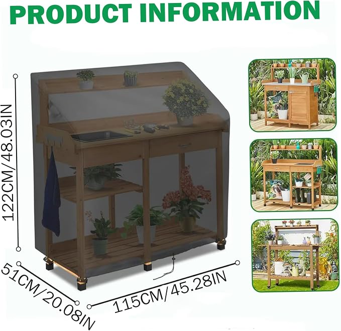Outdoor Cabinet Cover, Waterproof & UV-Resistan Potting Bench Cover Outdoor Table Protector for Garden All Season, 48x45x20in.