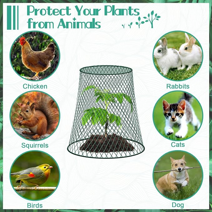 5 Packs 9"x9" Garden Cloches for Plants, Plant Protectors from Animals, Plant Cages for Outdoor Plants, Plant Covers from Animals,Chicken Wire Cloche with Stakes & Labels for Protect Plants,Vegetables