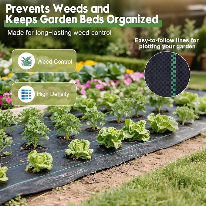 6FTx100FT Weed Barrier Fabric Heavy Duty, Gardening Landscape Fabric Cover Mat, Durable Weed Control Fabric for Garden Bed Cover, Landscaping, Commercial Driveway, Underlayment Use (6x100FT-3.2OZ)