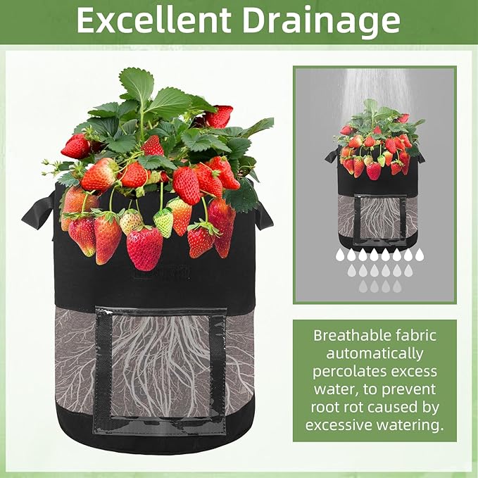 6 Pack 5 Gallon Visible Potato Grow Bags, Thickened Nonwoven Fabric Pots Potato Growing Containers with Handles & Visible Flap, Plant Grow Bags for Growing Potatoes, Tomatoes, Flowers, and Vegetables