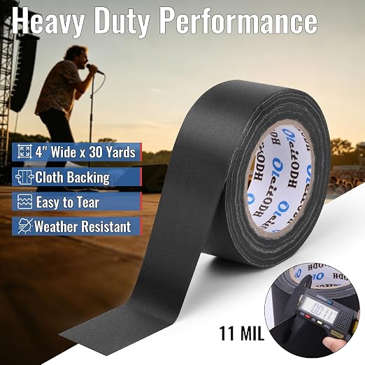 New Upgrade Gaffer Tape Bulk 8 Pack, 11 Mil Industrial Grade Gaffer Tape, 2’’ x 30 Yards, Strong Adhesion, Easily Remove No Residue, Professional Matte Finish No Reflection, Black Cloth Tape for Stage