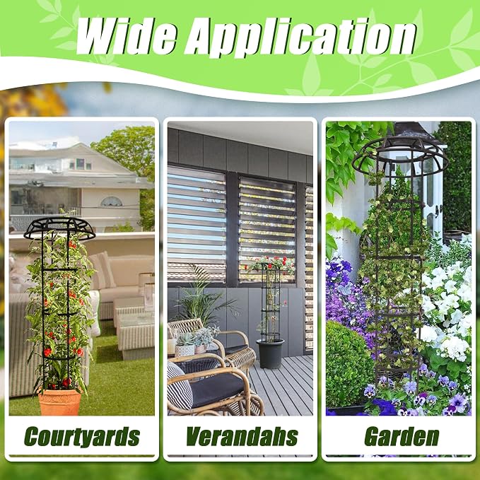 Quibbay Garden Trellis for Climbing Plants Outdoor, 53 Inch Mushroom Top Trellis for Climbing Plants, Plant Trellis Support for Potted Plants Climbing Vine Rose Clematis Vegetable Trellis, 2 Pack