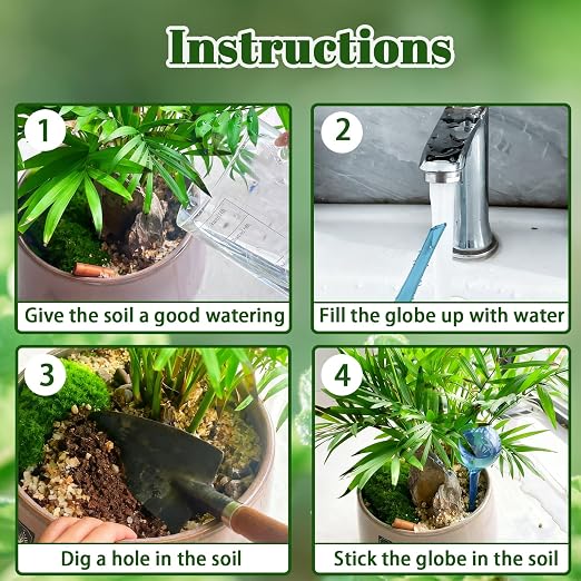 10 Pcs Self Watering Globes, Plant Watering Globes Automatic Watering Bulbs for Indoor Outdoor, Vacation Potted Plant Care Water Conservation Device (Blue)