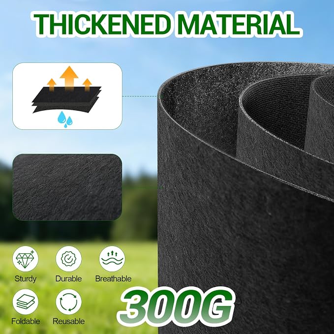 5-Pack 15 Gallon Grow Bags, Thickened Aeration Fabric Pots with Handles, Heavy Duty Plant Bags for Vegetables, Tomatoes, Potatoes, Fruits & Flowers, Reusable Garden Pots for Plants