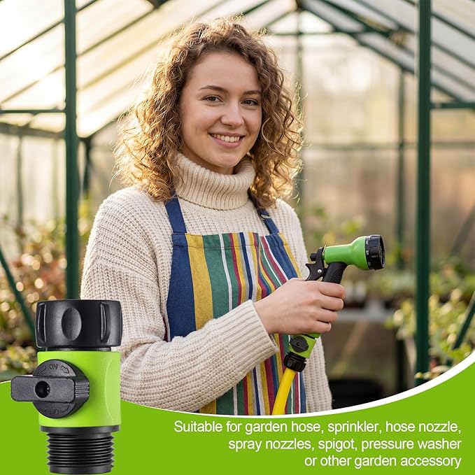 Hotop 12 Pcs Garden Hose Shut Off Valve Plastic Connect Water Hose Turn Off Valve with Anti Leak Standard 3/4 Inch Thread and Rubber Gaskets (Neon Green)