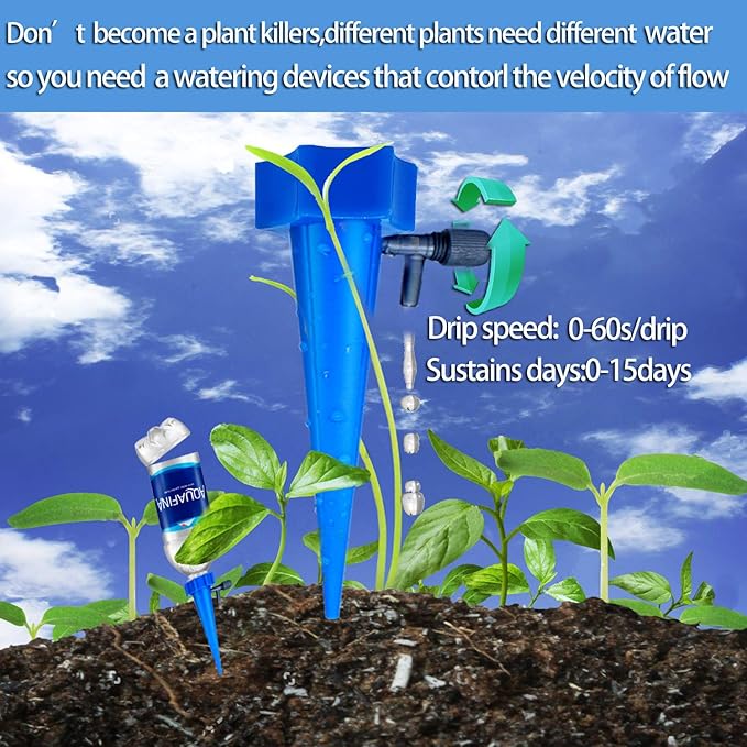 ARTEM Self Plant Watering Spikes Auto Drippers Irrigation Devices Vacation Automatic Plants Water System with Adjustable Control Valve Switch Design for Houseplant, Gardenplant, Officeplant 12 Pack