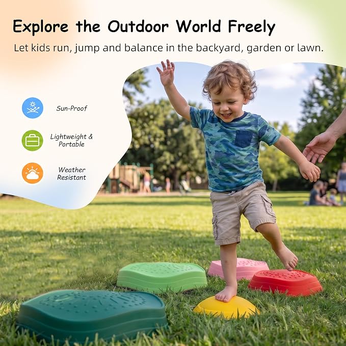 makarci Balance stepping stones for kids, non-slip toddlers sensory toys outdoor or indoor play, promoting motor skills and confidence,Coordination Toys for children age 3 4 5 6 7+（forest）