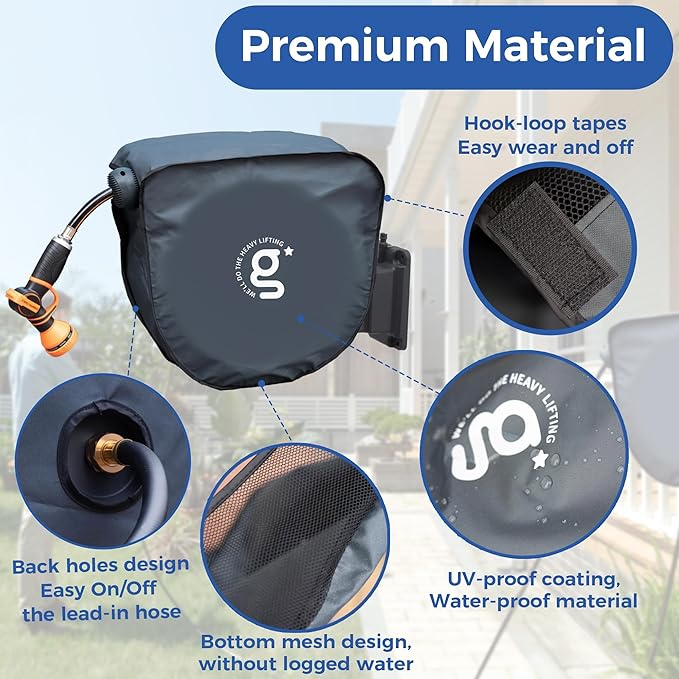 Giraffe Tools AW50 Retractable Garden Hose Reel Cover UV Resistant, Anti-Fading and Waterproof Cover for Water Hose Reel