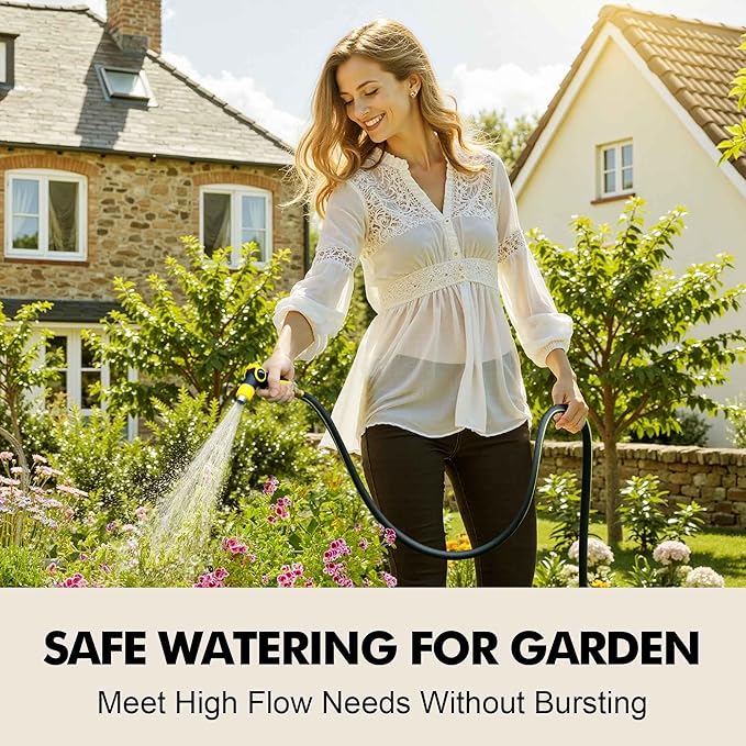 Lightweight Short Garden Hose Leader 5ft, 5/8" Hybrid Rubber Short Hose with Solid Brass Fitting, Male to Female Connectors