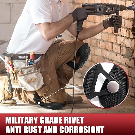 Professional Knee Pads for Work Construction with Heavy Duty Cap Foam Padding Gel Cushion Knee Pads for Men, Comfortable Adjustable Strong Strap, Military Grade Rivet for Flooring Gardening