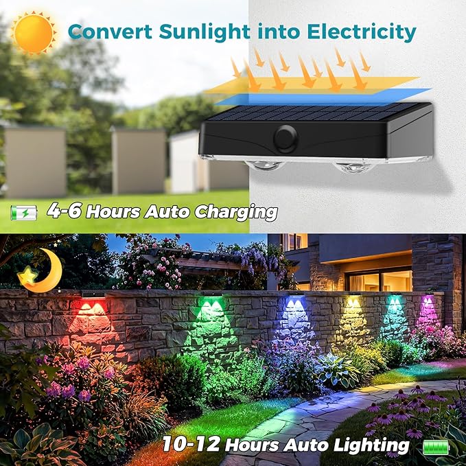 kolpop 12 Pack Solar Fence Lights Outdoor,11 Modes & 9 Colors Fence Lights Solar Powered,IP65 Waterproof, 60LM LED Solar Lights for Patio,Backyard,Outside,Railing,Wall,Nighttime,Party,Pool