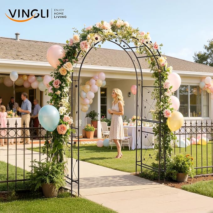 VINGLI Garden Arbor, Arch for Wedding Ceremony Party, Christmas Garden Decor Steel Garden Trellis for Plant Climbing, Pergola for Garden, Backyard, Lawn (Arch Top, Bronze)