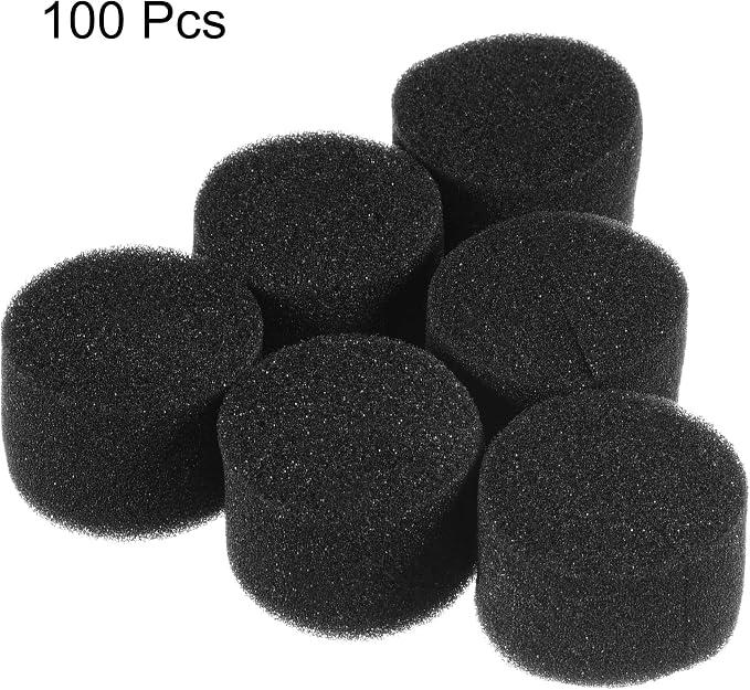 MECCANIXITY 100pcs Hydroponic Sponges, 1.77" Growing Media Cylindrical Sponges for Home Vegetable Flower Planting, Black