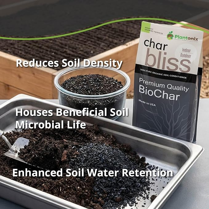 Char Bliss (1 Qt) - Organic Biochar for Plants - OMRI-Listed Biochar Soil Amendment Organic - Horticultural Charcoal for Plants, Gardening, & Potting Soil - 100% Natural and Renewable Bio Char