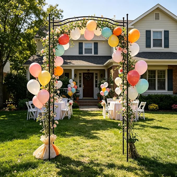 Garden Arbor 93" Arched Trellis for Climbing Plants | Outdoor Metal Garden Arbor for Vegetables Rose Vine Arbor Trellises for Backyard Patio Lawn Wedding Decoration