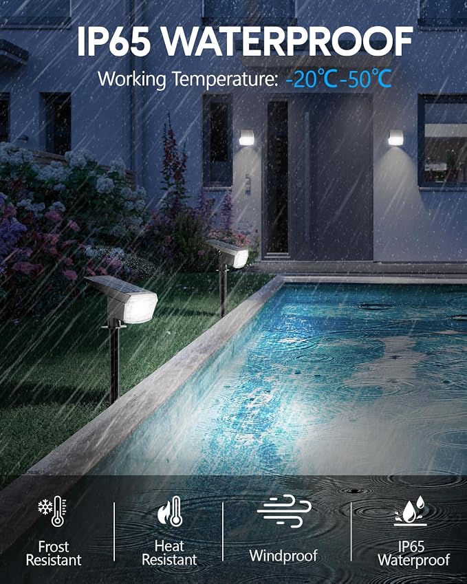 HIBOITEC Solar Spot Lights Outdoor 59LED 3 Lighting Modes Landscape Lights Solar Powered Uplights Waterproof Adjustable Brightness Dusk to Dawn for Outside Garden Yard Trees 6 Packs Cool White