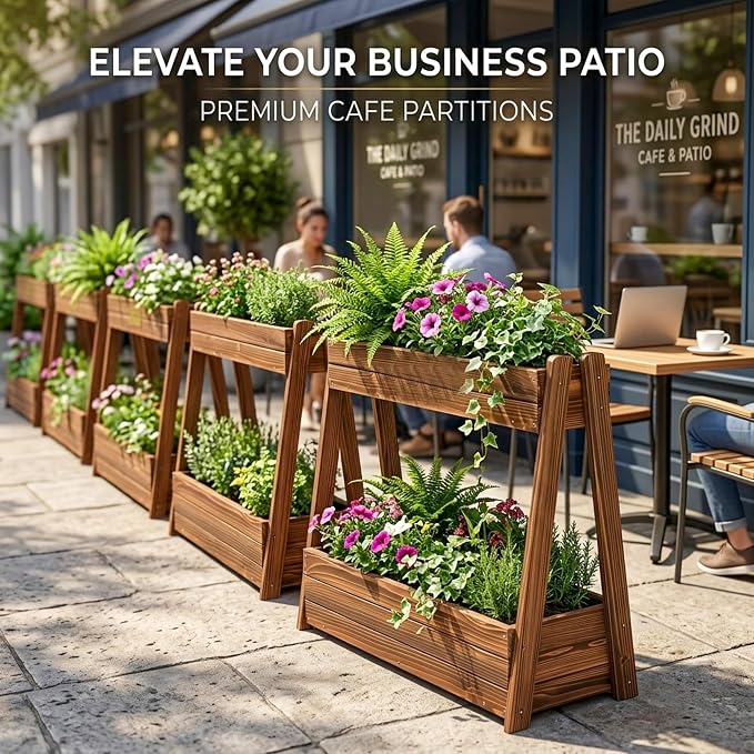 2-Tier Elevated Raised Garden Bed, 36" H Fir Wood Planter Box with 23" Large Growing Space, Drainage Holes & Non-Woven Liner, Outdoor Flower Bed & Herb Garden Planter for Patio Balcony Backyard
