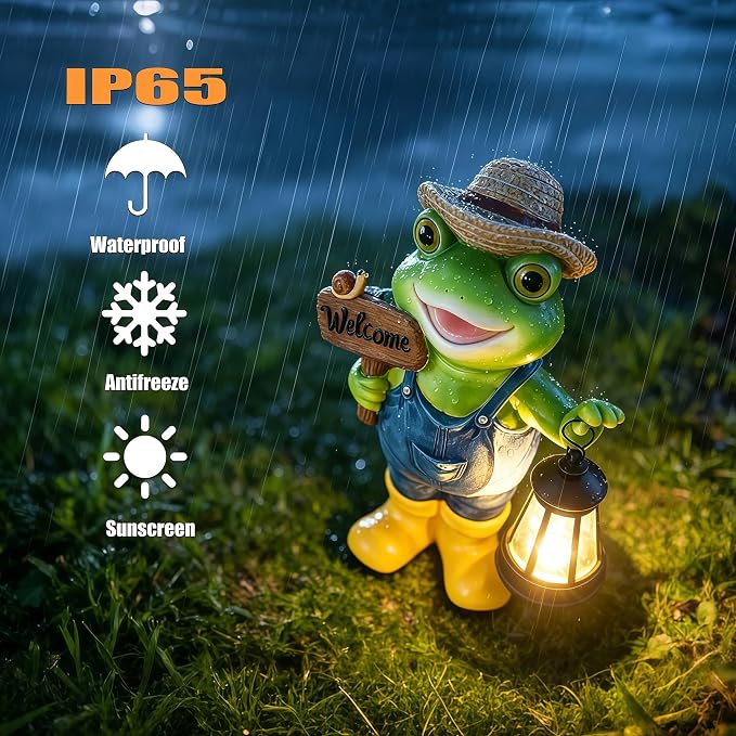 Solar Garden Statues Frog Garden Decor Figurine Lights for Outside | Yard Decorations Outdoor Patio Decor, Gardening Gifts for Women