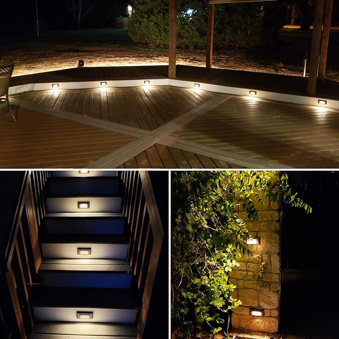 SUNVIE Low Voltage Step Lights 5W LED Step Lights Outdoor 3000k Low Voltage Deck Light with Horizontal Louver Faceplate Deck Stair Light for Stairs Fence Post Fastlock2 Connectors Included, 8 Pack