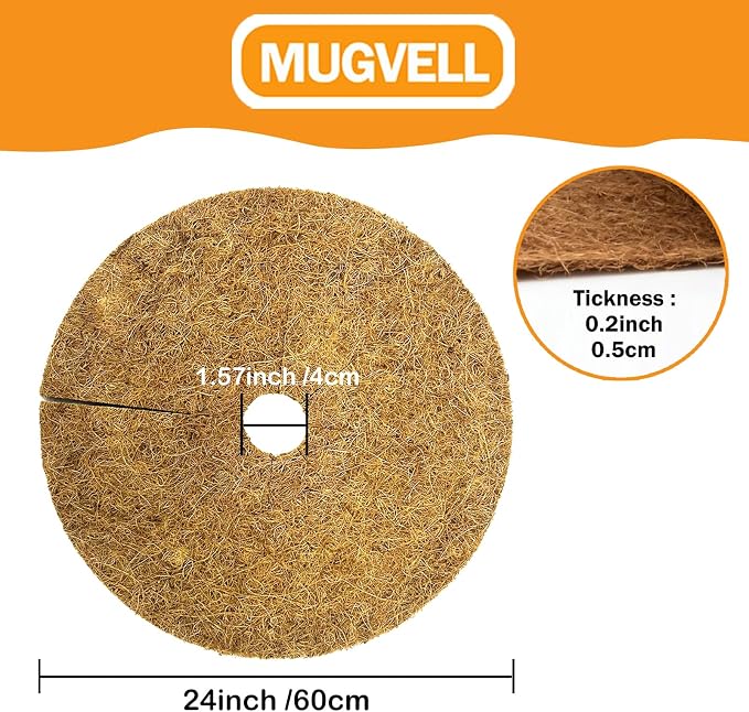 Coco Coir Mulch for Landscaping, 24 Inch Coconut Liners for Planters, 6 Pcs Coconut Fiber Tree Ring, Plant Covers from Animals,Dirt and Tree Protectors