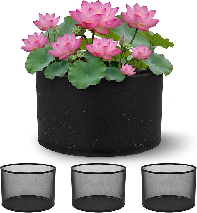 4 Pcs Large Aquatic Pond Planting Bags 12 x 16 Inch Reusable Fabric Pond Plant Pots 10 Gallon Breathable Aquatic Plant Basket Grow Bags for Bog Plants Water Lily Lotus Garden