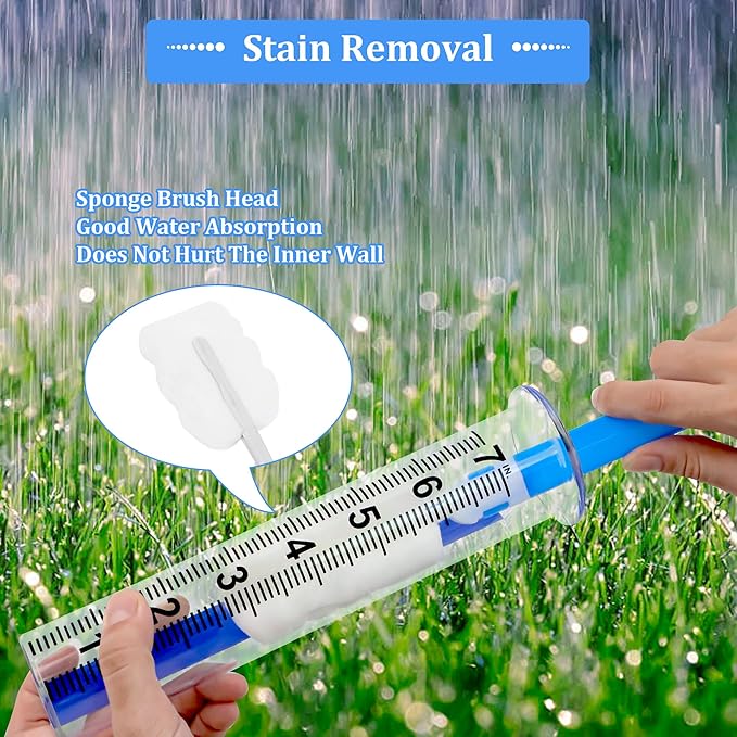 Rain Gauge Outdoor, Rain Gauge Replacement Tube, 7" Capacity Plastic Rain Gauges Outdoors Best Rated, Large Guage for Yard Garden Fence Lawn Farm, 2 Pcs Tubes with 1 Clean Brush