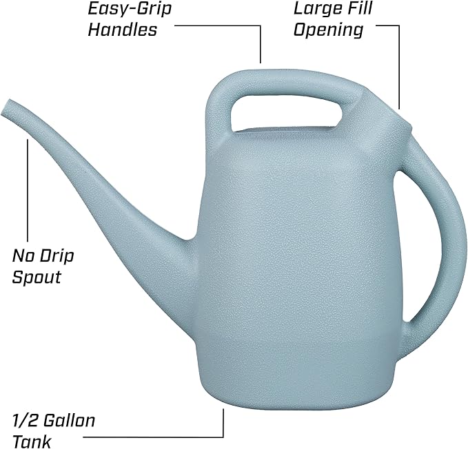 Chapin 48007 Watering Can, Garden, Indoor and Outdoor Plants, Recycled Plastic, Made in USA, 1/2 Gallon, Sky Blue