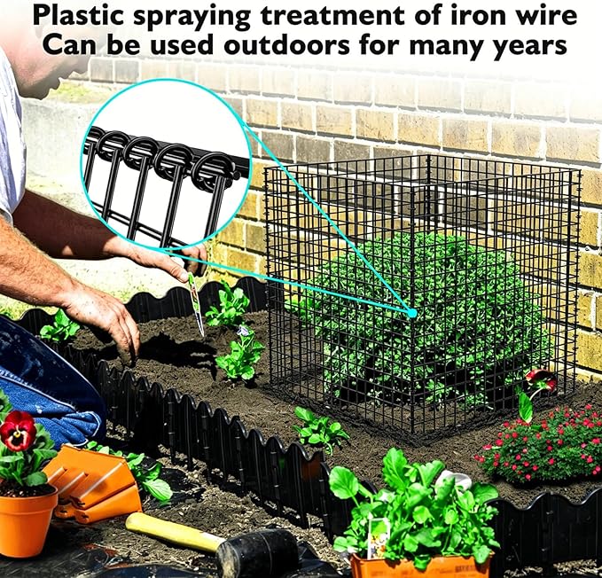 (6 Packs) Plant Protectors from Animals, 14.8" Lx14.8 Wx15.7 H Heavy-Duty Large Wire Plant Cages, Keep Rabbits Out for Vegetables, Shrubs & New Plants