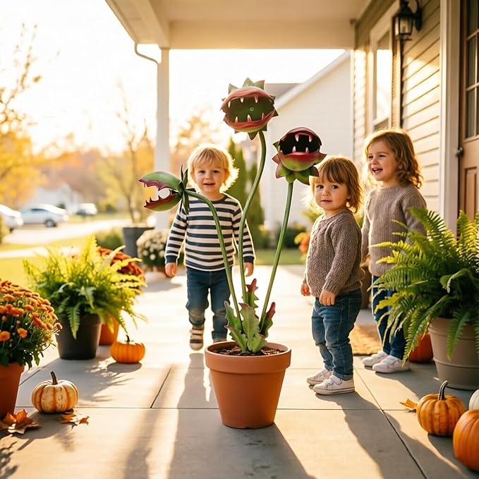 Whimsical Metal Carnivorous Plant Garden Stake, 25-Inch Handmade Venus Flytrap Monster Sculpture, Unique Quirky Yard Art for Garden Patio Lawn Flower Beds, Durable Outdoor Decor Gift (1 pack)
