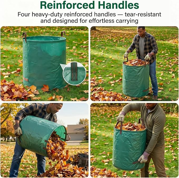 Reusable Yard Waste Bags 72 Gallon,6-Pack,Heavy Duty Leaf Bags Stand Up Lawn Trash Bags for Leaves,Grass Clippings,Yard Debris